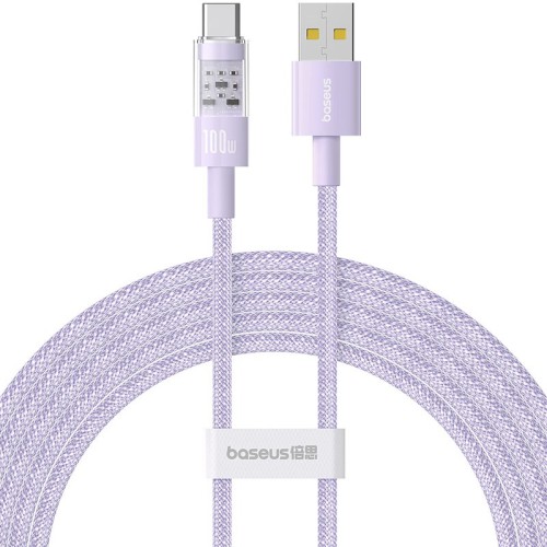 Baseus Gem USB A to USB C fast charging cable 2 m 100 W Purple Baseus Gem USB A to USB C fast charging cable 2 m 100 W Purple