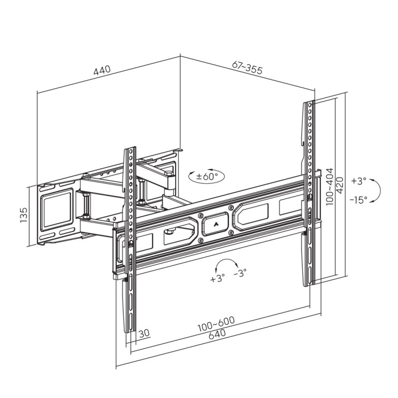 Maclean TV mount, max vesa 600x400, fits curved TVs, 37-80 Maclean TV mount, max vesa 600x400, fits curved TVs, 37-80