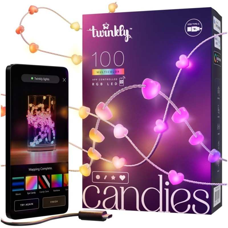 Twinkly Candies LED Christmas tree lights TWKH100RGB-T 6 m Twinkly Candies LED Christmas tree lights TWKH100RGB-T 6 m