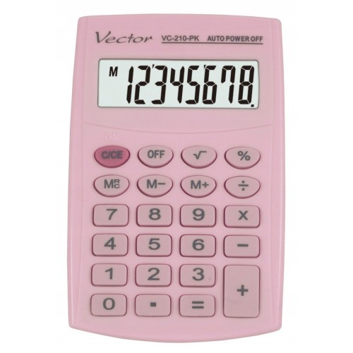 Vector KAV VC-210 PK pocket calculator, 8 digits, 64x98.5 mm, light pink