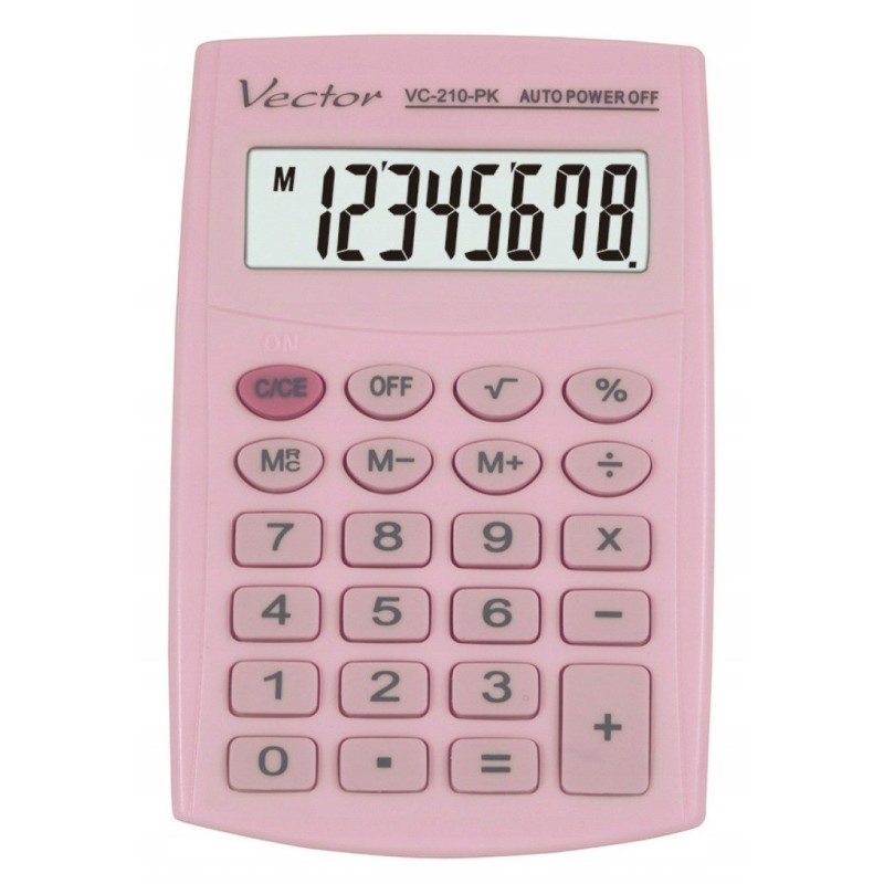 Vector KAV VC-210 PK pocket calculator, 8 digits, 64x98.5 mm, light pink Vector KAV VC-210 PK pocket calculator, 8 digits, 64x98.5 mm, light pink