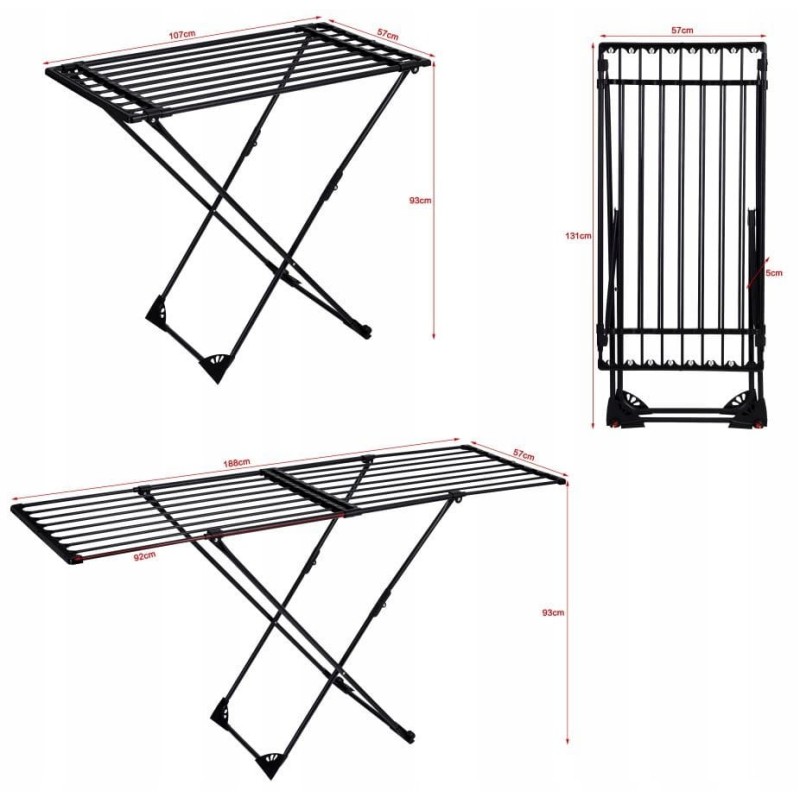 PROMIS CORTONA clothes dryer, telescopic, extendable, black PROMIS CORTONA clothes dryer, telescopic, extendable, black