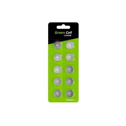 Green Cell Blister 10x Lithium Battery CR2025 3V 160mAh Button Green Cell Blister 10x Lithium Battery CR2025 3V 160mAh Button