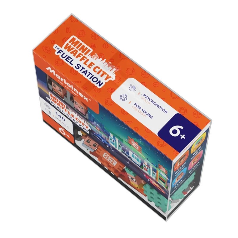 MARIOINEX Mini Waffle City Building Blocks Petrol Station, 148 pieces