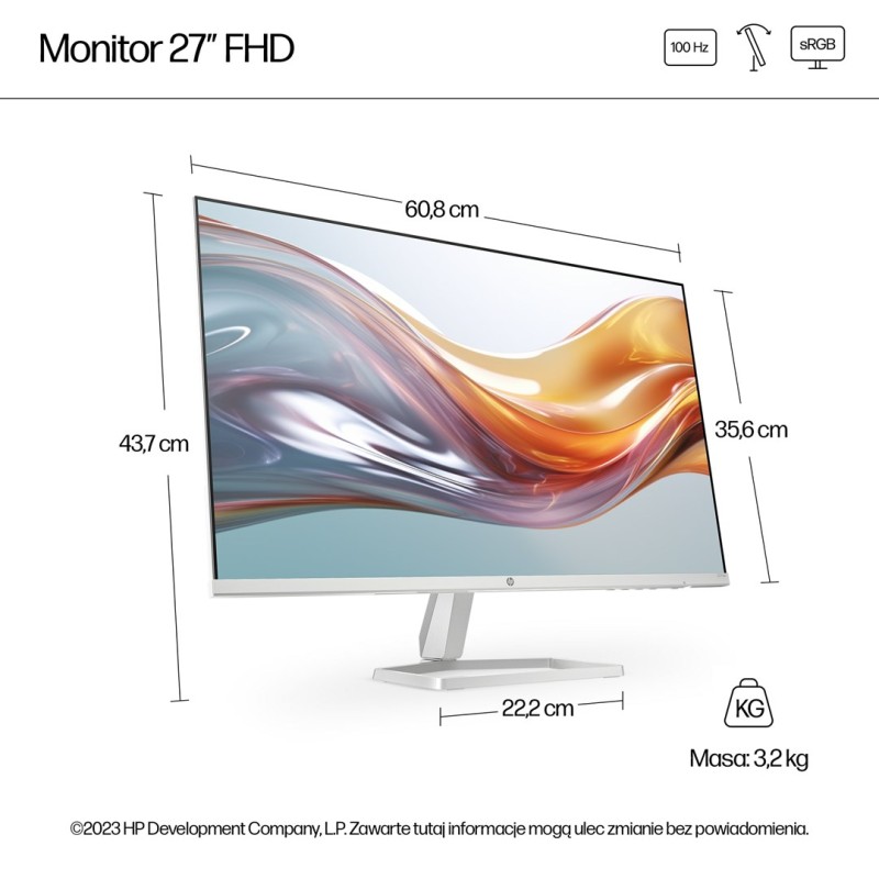 HP 27-inch Series 5 FHD monitor in white - 527sw HP 27-inch Series 5 FHD monitor in white - 527sw