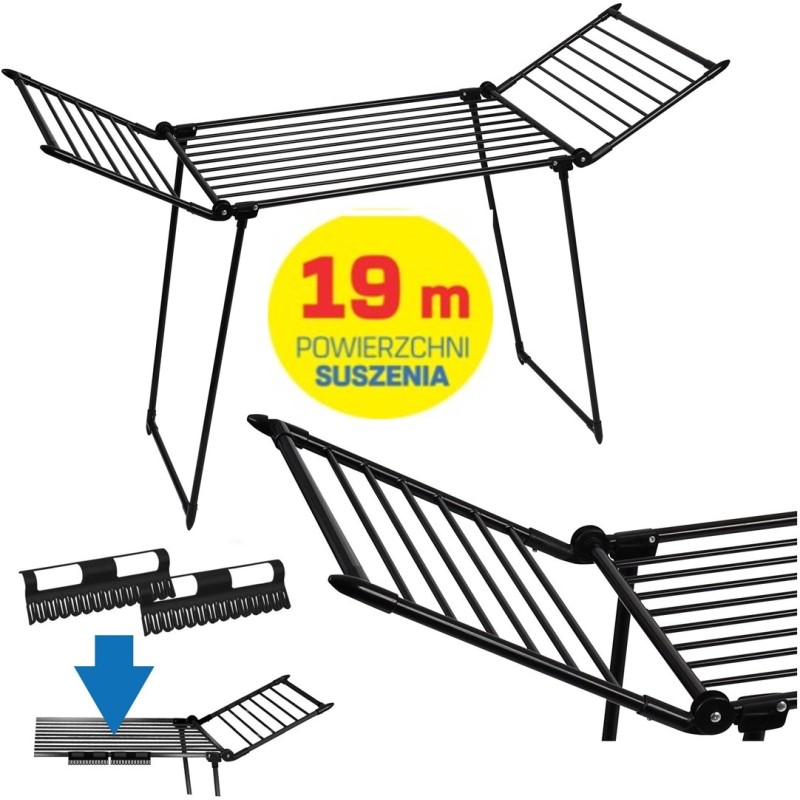 AMALFI foldable laundry drying rack, black AMALFI foldable laundry drying rack, black