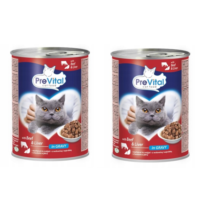PREVITAL Beef with liver in gravy - wet cat food - 2x415g PREVITAL Beef with liver in gravy - wet cat food - 2x415g