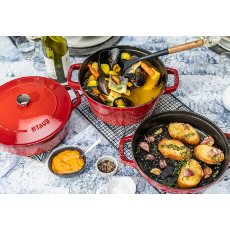 Staub La Cocotte Round Cast iron Casserole baking dish -- SET OF 3 PIECES Staub La Cocotte Round Cast iron Casserole baking dish -- SET OF 3 PIECES