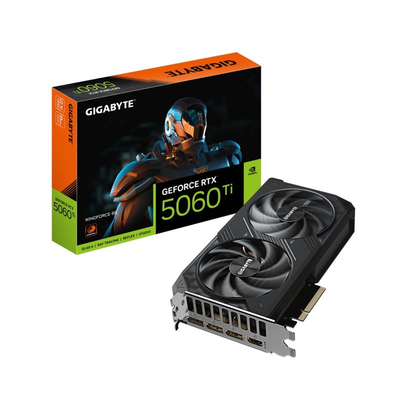 GIGABYTE GeForce RTX 5060 Ti WINDFORCE 8G Graphics Card - 8GB GDDR7, 128bit, PCI-E 5.0, 2572MHz Core Clock, 3 x DisplayPort, 1 x HDMI, GV-N506TWF2-8GD GIGABYTE GeForce RTX 5060 Ti WINDFORCE 8G Graphics Card - 8GB GDDR7, 128bit, PCI-E 5.0, 2572MHz Core Clock, 3 x DisplayPort, 1 x HDMI, GV-N506TWF2-8GD