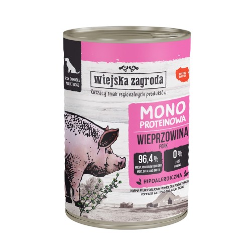 WIEJSKA ZAGRODA Mono-protein Pork - wet dog food - 400g WIEJSKA ZAGRODA Mono-protein Pork - wet dog food - 400g