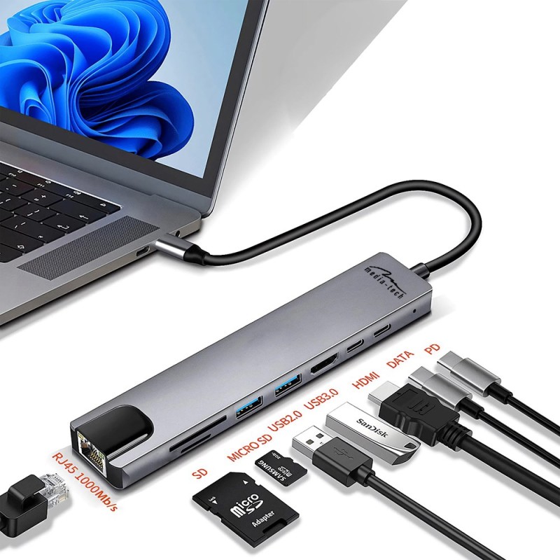 MEDIA-TECH USB HUB 8 IN 1 GIGA LAN HUB MT5046 MEDIA-TECH USB HUB 8 IN 1 GIGA LAN HUB MT5046