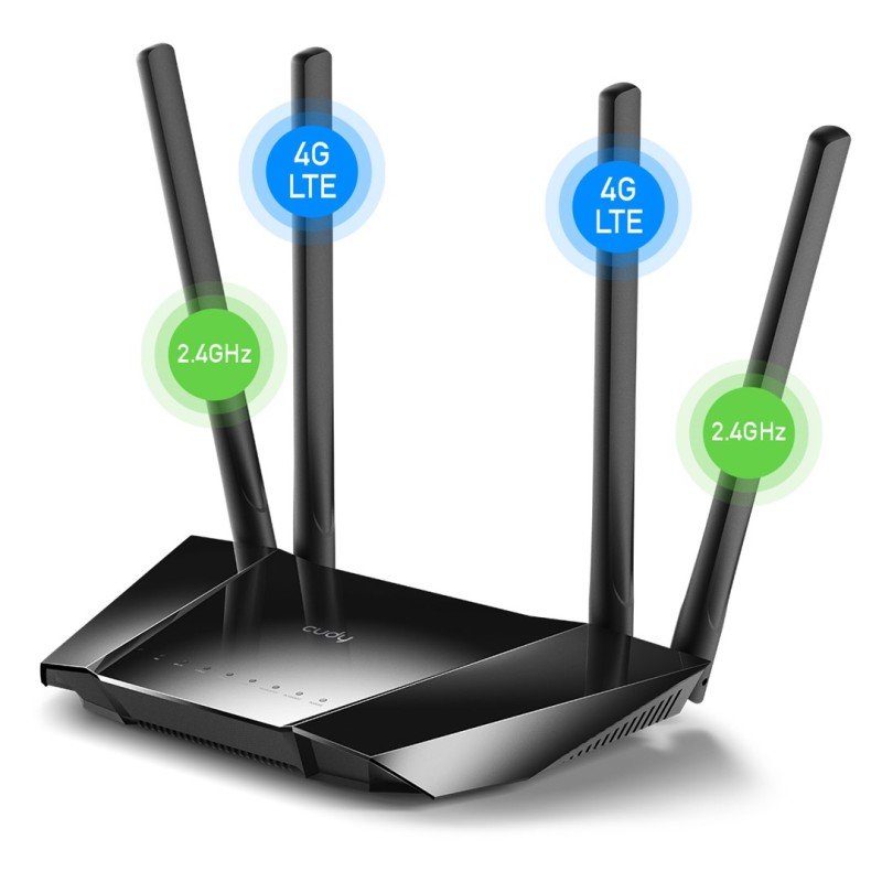 Wireless router CUDY LT400 EU Wi-Fi 300 Mbps 2.4 GHz 4G LTE SIM Black Wireless router CUDY LT400 EU Wi-Fi 300 Mbps 2.4 GHz 4G LTE SIM Black