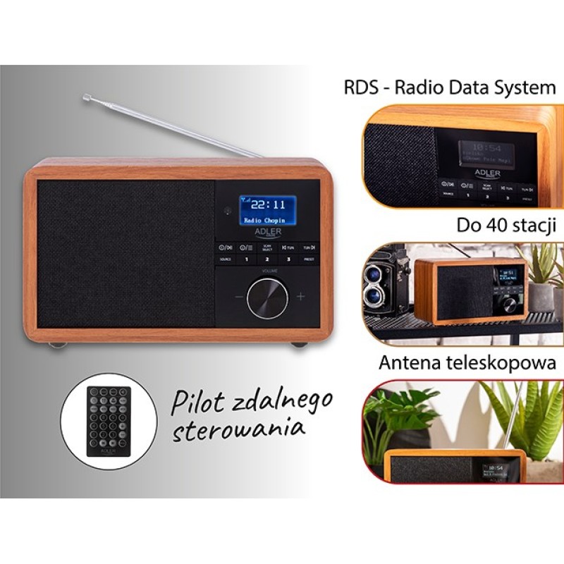 Adler AD 1184 radio Portable Digital Black, Wood Adler AD 1184 radio Portable Digital Black, Wood
