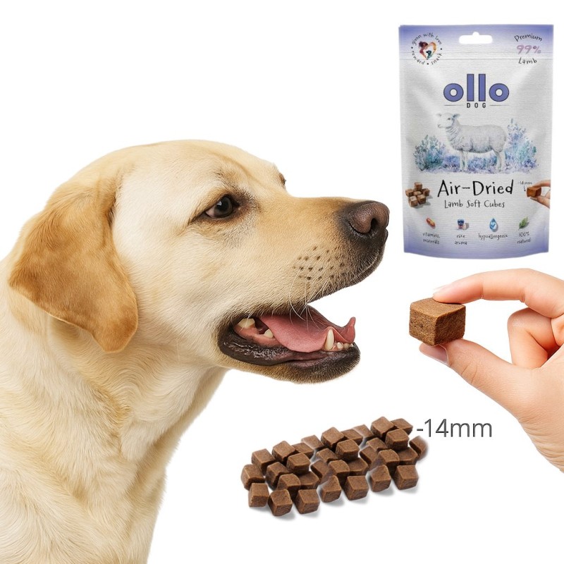 OLLO Air Dried Training Lamb Cubes - dog treat - 80g