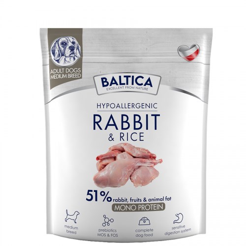 BALTICA Nutraceutic Hypoallergenic M Rabbit with rice - dry dog food - 1kg BALTICA Nutraceutic Hypoallergenic M Rabbit with rice - dry dog food - 1kg