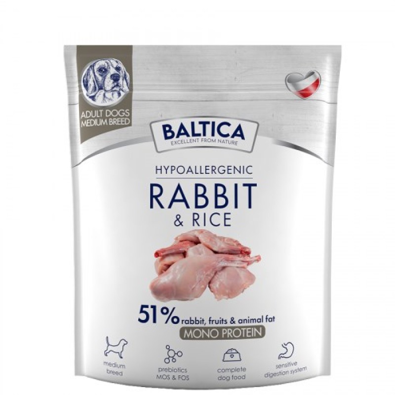 BALTICA Nutraceutic Hypoallergenic M Rabbit with rice - dry dog food - 1kg