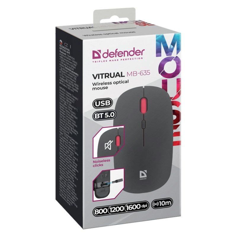 MOUSE DEFENDER VITRUAL MB-635 RF+BT SILENT 1600dpi 4P MOUSE DEFENDER VITRUAL MB-635 RF+BT SILENT 1600dpi 4P