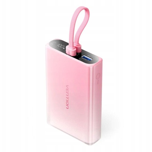 Vention 10000mAh power bank with LED display, USB-C + Lightning + USB-A, 22.5W (pink) Vention 10000mAh power bank with LED display, USB-C + Lightning + USB-A, 22.5W (pink)