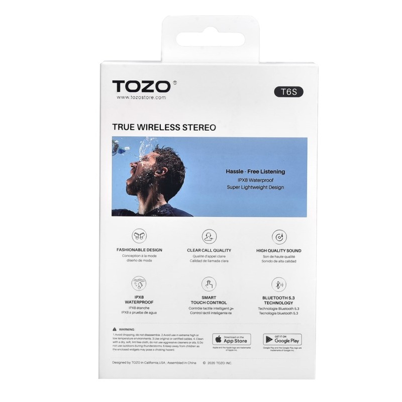 TOZO T6S Headset True Wireless Stereo (TWS) In-ear USB Type-C Bluetooth Black TOZO T6S Headset True Wireless Stereo (TWS) In-ear USB Type-C Bluetooth Black