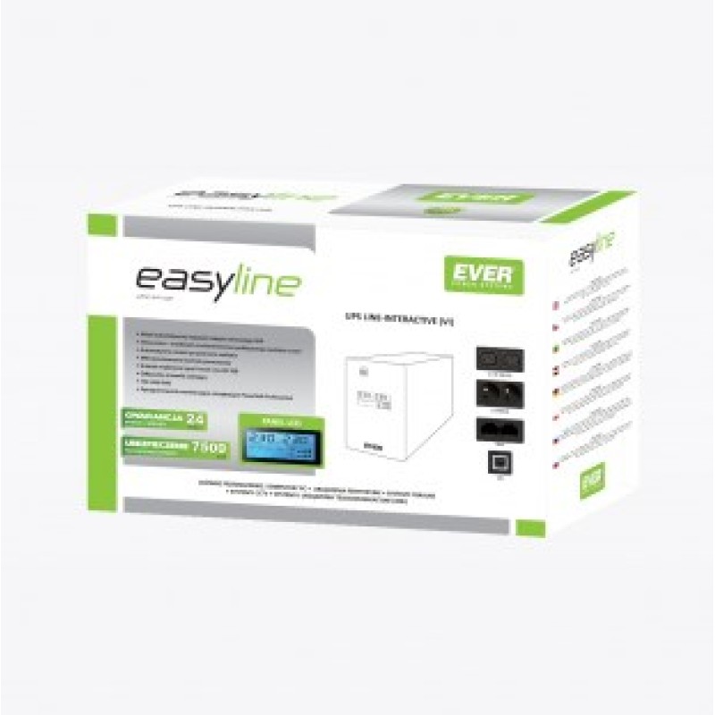 Ever EASYLINE 1200 AVR USB Line-Interactive 1.2 kVA 600 W 4 AC outlet(s) Ever EASYLINE 1200 AVR USB Line-Interactive 1.2 kVA 600 W 4 AC outlet(s)