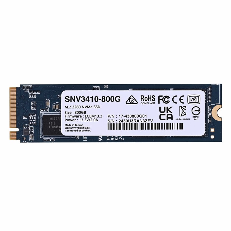 Synology SNV3410-800G internal solid state drive M.2 800 GB PCI Express 3.0 NVMe Synology SNV3410-800G internal solid state drive M.2 800 GB PCI Express 3.0 NVMe