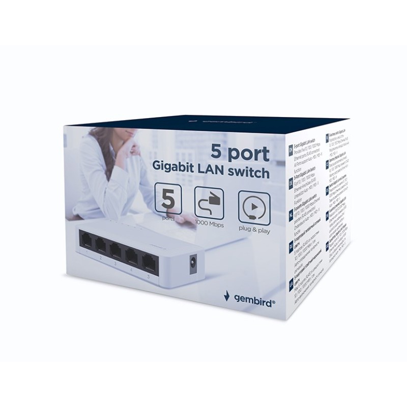 GEMBIRD 5-PORT GIGABIT LAN SWITCH WHITE GEMBIRD 5-PORT GIGABIT LAN SWITCH WHITE