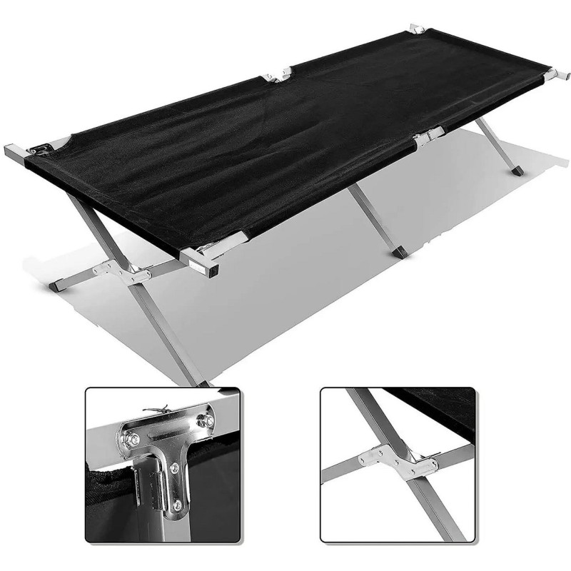 PROMIS Camping, tourist and camping bed, foldable, navy blue PROMIS Camping, tourist and camping bed, foldable, navy blue