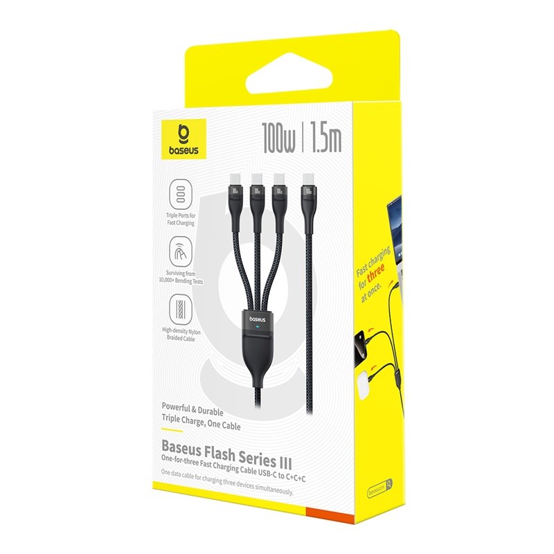 Baseus Flash Series Type C to C+C+C fast charging cable 480 Mbps Black Baseus Flash Series Type C to C+C+C fast charging cable 480 Mbps Black
