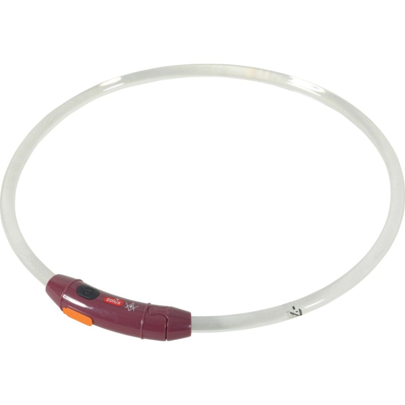 ZOLUX Bivouak LED Silicone transparent red - dog collar - 30-60 cm ZOLUX Bivouak LED Silicone transparent red - dog collar - 30-60 cm