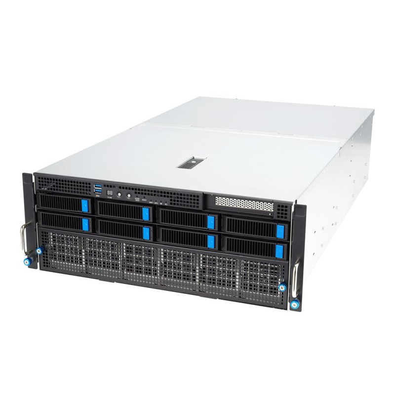 Platforma Asus Rack (2U) RS720A-E12-RS12 AMD Epyc 9004 (8x NVMe, 4x SATA/SAS, 2xM.2, 4xGPU, 2x10Gbe, IPMI, 1+1 2600W)