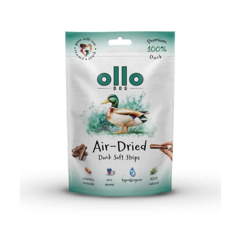 OLLO Air-Dried Duck strips - dog treat - 80g
