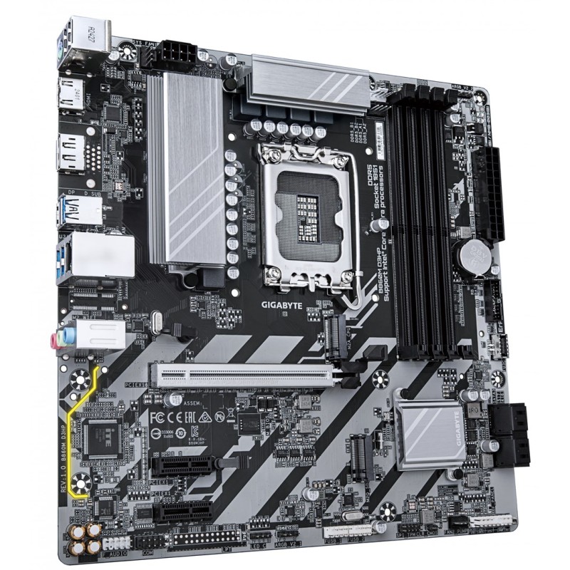 GIGABYTE B860M D3HP Motherboard - Intel Core Ultra Series CPUs, 4+1+2+1 Phases VRM, up to 9066MHz DDR5, 2xPCIe 4.0 M.2, GbE LAN, USB 3.2 Gen 1 GIGABYTE B860M D3HP Motherboard - Intel Core Ultra Series CPUs, 4+1+2+1 Phases VRM, up to 9066MHz DDR5, 2xPCIe 4.0 M.2, GbE LAN, USB 3.2 Gen 1