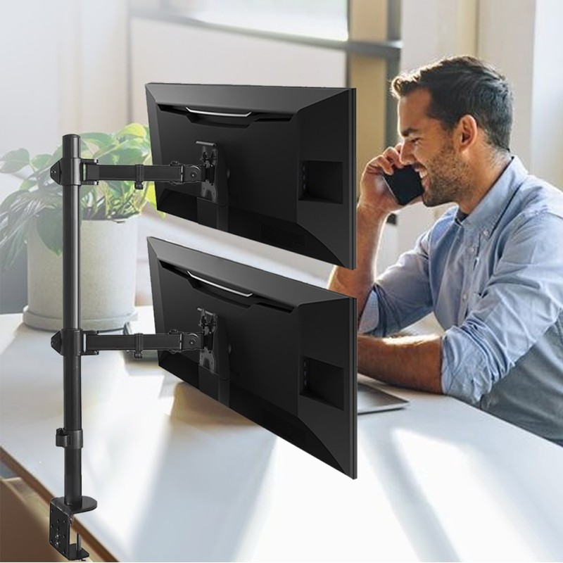 Maclean MC-967 Double Vertical Monitor Desk Mount Screen Holder max VESA 100x100, 13-27 Maclean MC-967 Double Vertical Monitor Desk Mount Screen Holder max VESA 100x100, 13-27