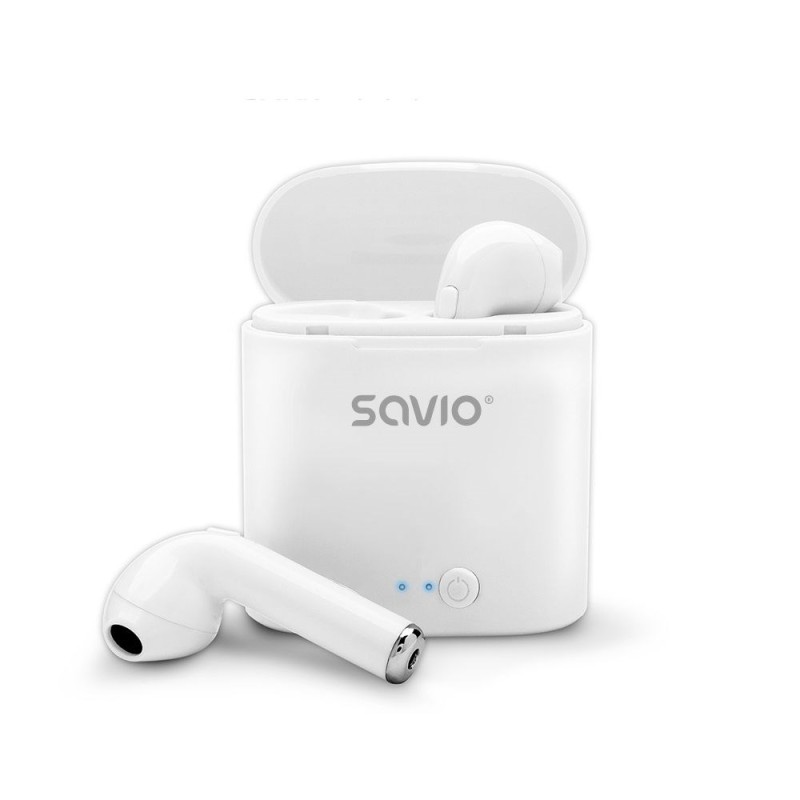 Savio TWS-01 Wireless Bluetooth Earphones, White Savio TWS-01 Wireless Bluetooth Earphones, White