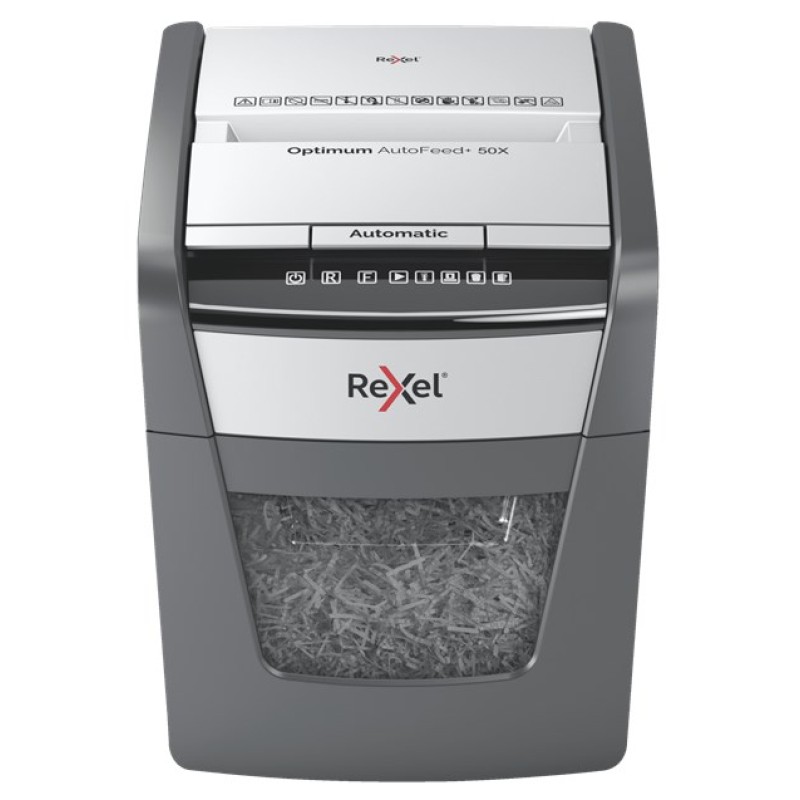 Rexel Optimum AutoFeed+ 50X paper shredder Cross shredding 55 dB 22 cm Black, Grey