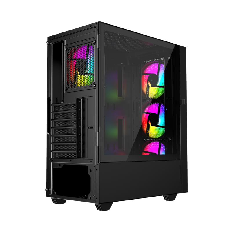 Gembird Fornax 4000 ARGB gaming ATX computer case, Midi Tower, backlight, Black