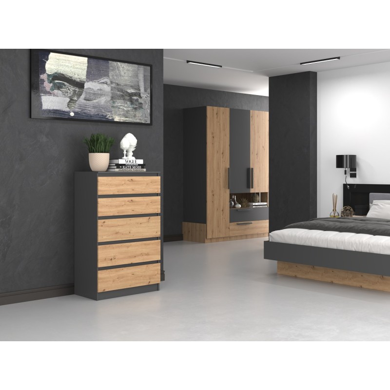 Topeshop M5 ANTRACYT/ARTISAN chest of drawers Topeshop M5 ANTRACYT/ARTISAN chest of drawers