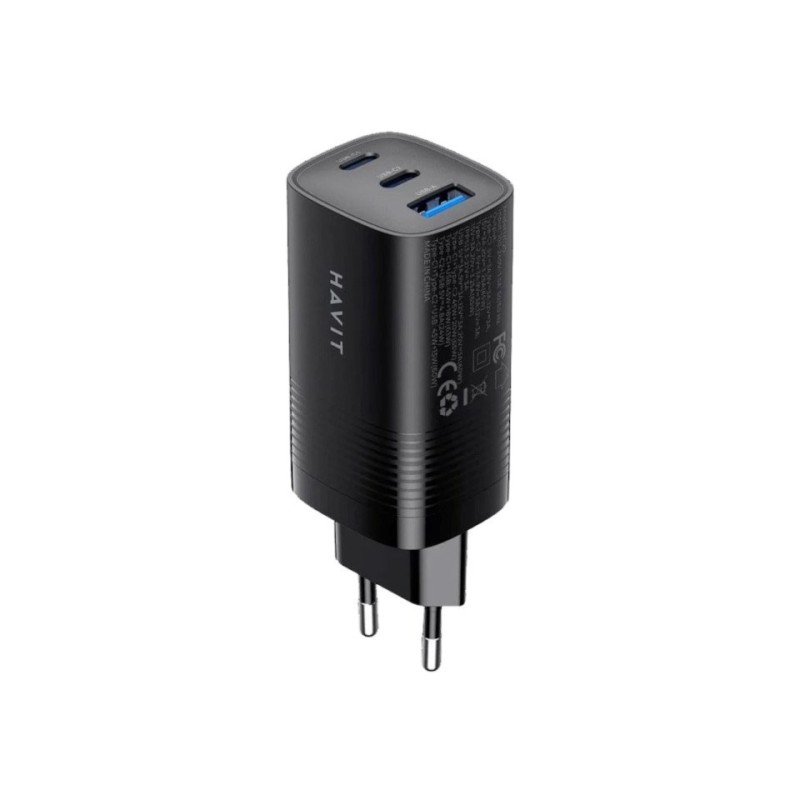 Havit UC20 - GaN 65 W three-port travel charger, black Havit UC20 - GaN 65 W three-port travel charger, black