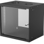 Intellinet Network Cabinet, Wall Mount (Basic), 9U, Usable Depth 340mm/Width 485mm, Black, Flatpack, Max 50kg, Glass Door, 19