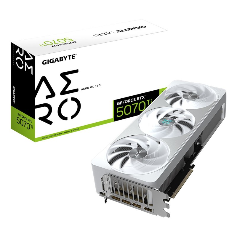 GIGABYTE GeForce RTX 5070 Ti AERO OC 16G Graphics Card - 16GB GDDR7, 256bit, PCI-E 5.0, 2588 MHz Core Clock, 3 x DP 2.1a, 1 x HDMI 2.1b, NVIDIA DLSS 4, GV-N507TAERO OC-16GD GIGABYTE GeForce RTX 5070 Ti AERO OC 16G Graphics Card - 16GB GDDR7, 256bit, PCI-E 5.0, 2588 MHz Core Clock, 3 x DP 2.1a, 1 x HDMI 2.1b, NVIDIA DLSS 4, GV-N507TAERO OC-16GD