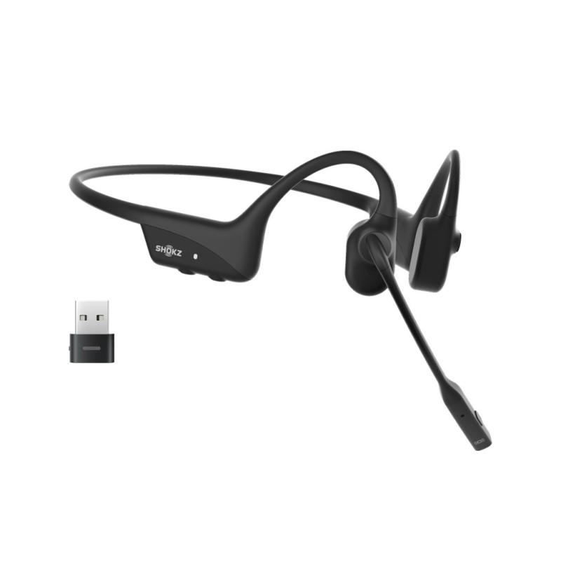 SHOKZ OpenComm2 UC 2025 Upgrade Wireless Bluetooth Bone Conduction Videoconferencing Headset with USB-C Charging Port and USB-A adapter | 16 Hr Talk Time, 29m Wireless Range, 1 Hr Charge Time | Includes Noise Cancelling Boom Mic and Dongle, Black SHOKZ OpenComm2 UC 2025 Upgrade Wireless Bluetooth Bone Conduction Videoconferencing Headset with USB-C Charging Port and USB-A adapter | 16 Hr Talk Time, 29m Wireless Range, 1 Hr Charge Time | Includes Noise Cancelling Boom Mic and Dongle, Black