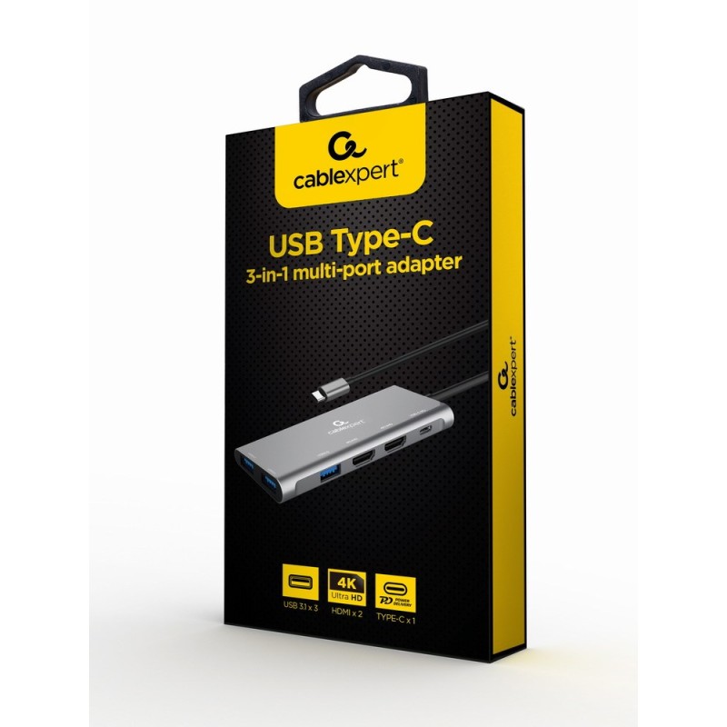 Gembird A-CM-COMBO3-03 USB Type-C 3-in-1 multi-port adapter (Hub + HDMI + PD) Gembird A-CM-COMBO3-03 USB Type-C 3-in-1 multi-port adapter (Hub + HDMI + PD)