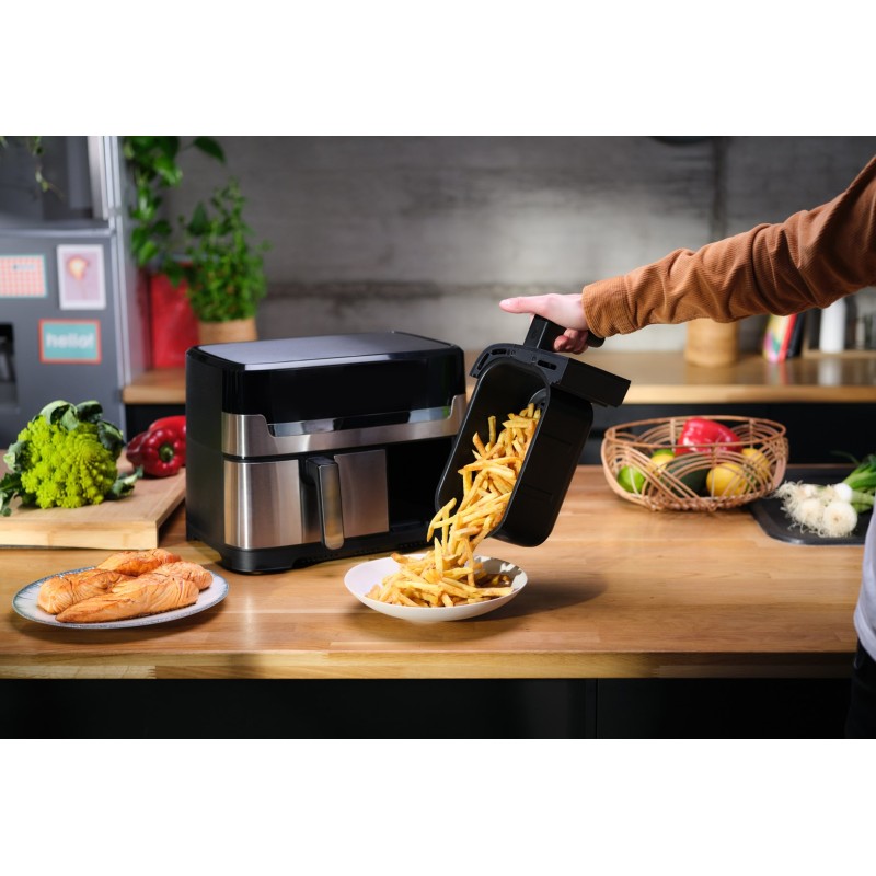 Tefal Dual Easy Fry & Grill EY905D Double 8.3 L Stand-alone 2700 W Hot air fryer Stainless steel Tefal Dual Easy Fry & Grill EY905D Double 8.3 L Stand-alone 2700 W Hot air fryer Stainless steel