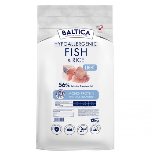 BALTICA Nutraceutic Hypoallergenic Light M Fish with rice - dry dog food - 12kg BALTICA Nutraceutic Hypoallergenic Light M Fish with rice - dry dog food - 12kg