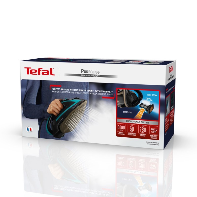Tefal Puregliss FV8066 Dry & Steam iron Durilium AirGlide Autoclean soleplate 3000 W Black, Blue Tefal Puregliss FV8066 Dry & Steam iron Durilium AirGlide Autoclean soleplate 3000 W Black, Blue