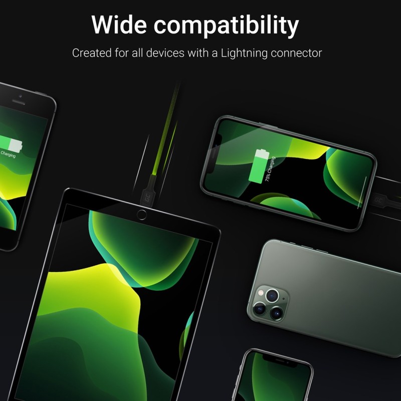 Green Cell KABGC12 lightning cable 2 m Black Green Cell KABGC12 lightning cable 2 m Black