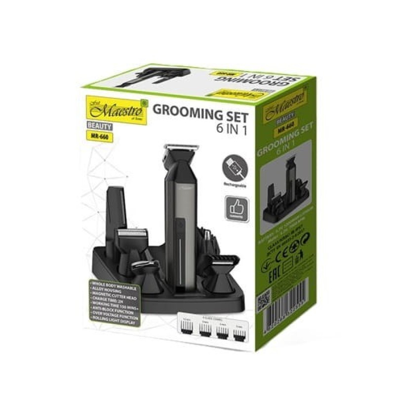 Zestaw do strzyżenia włosów 6w1 USB MAESTRO MR-660 Zestaw do strzyżenia włosów 6w1 USB MAESTRO MR-660