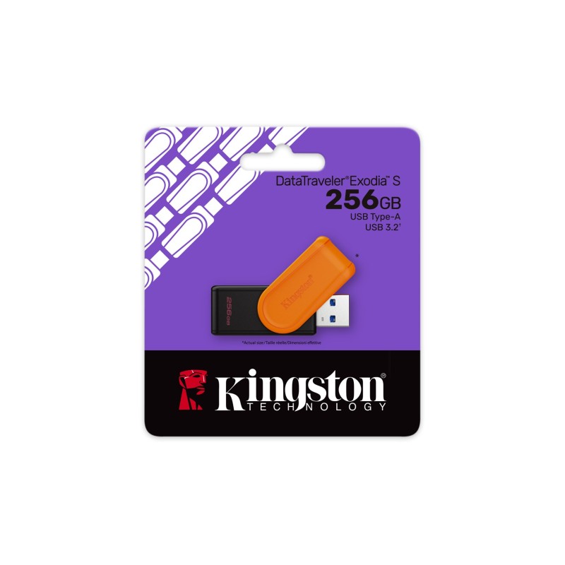 Kingston Technology DataTraveler 256GB Portable USB 3.2 Gen 1 Exodia S (Black/Orange) Kingston Technology DataTraveler 256GB Portable USB 3.2 Gen 1 Exodia S (Black/Orange)