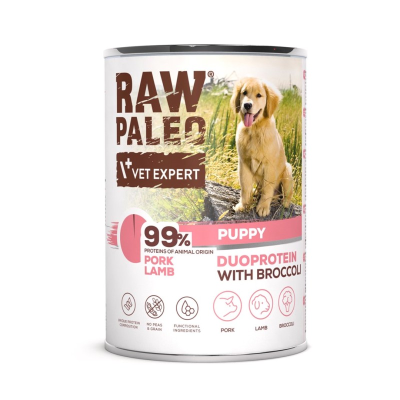 RAW PALEO Duoprotein Pork & Lamb Puppy - wet dog food - 400g