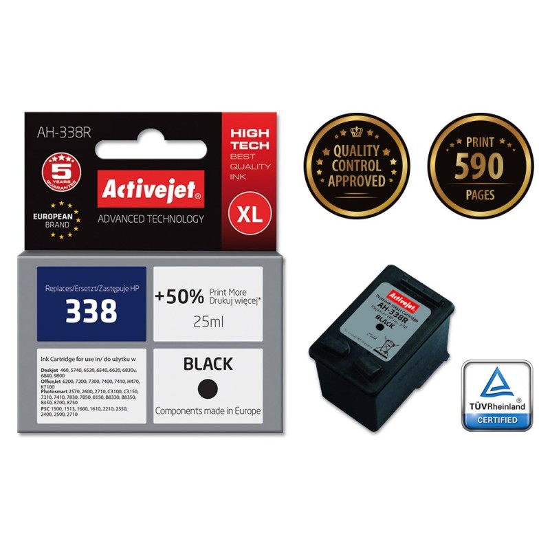 Activejet AH-338R Ink (replacement for HP 338 C8765EE; Premium; 25 ml; black) Activejet AH-338R Ink (replacement for HP 338 C8765EE; Premium; 25 ml; black)
